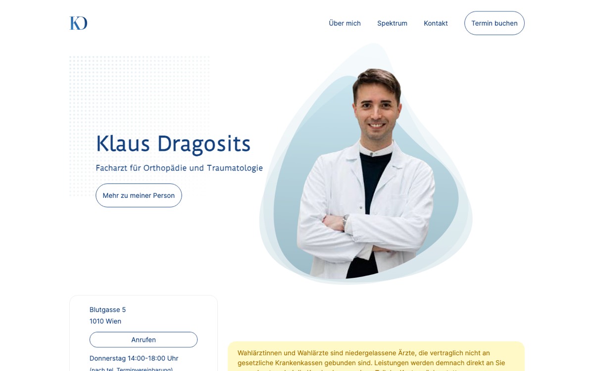 Screenshot of the Dr. Klaus Dragosits website