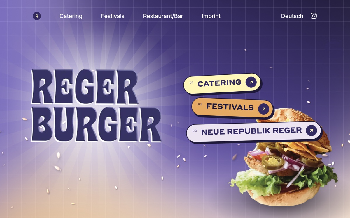 Screenshot of the Réger Burger website